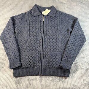 NWT Original Aran Co Merino Wool Womens XL Full ZIp Fishermans Cable Knit Sweate